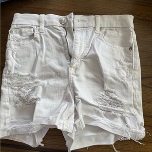 American Eagle Outfitters White Distressed Jean Shorts